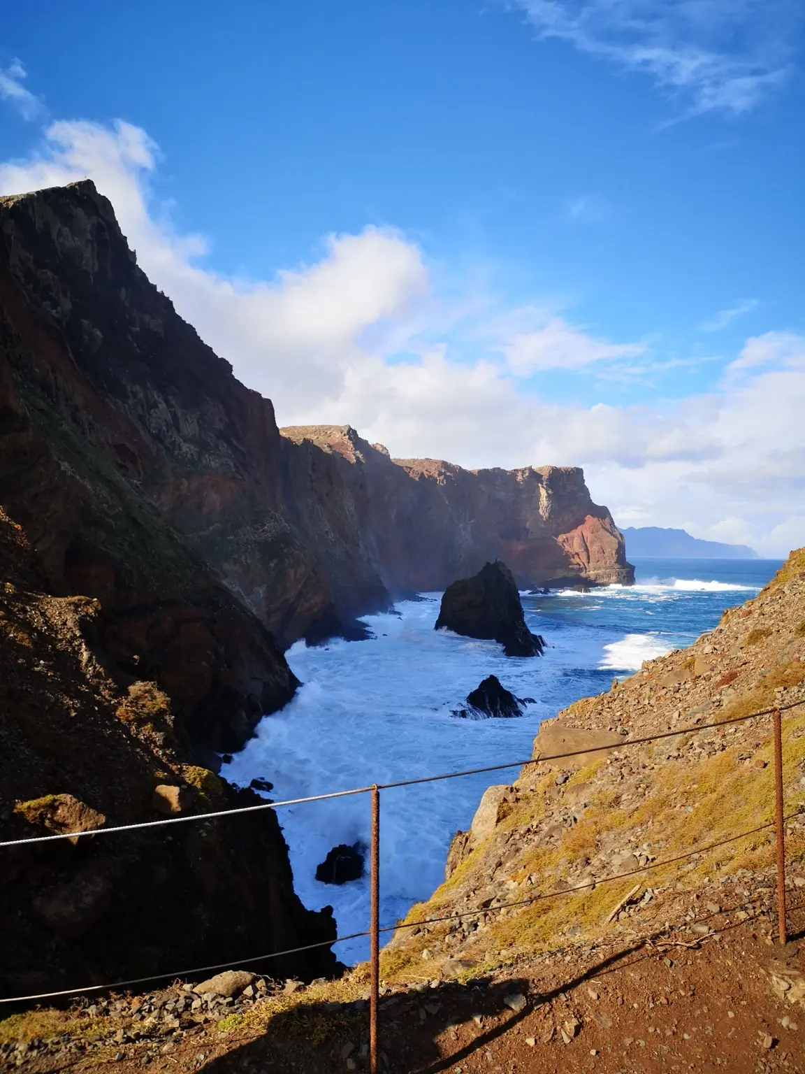 Rugged ochre-coloured coast at Ponta de São Lourenço, Madeira
