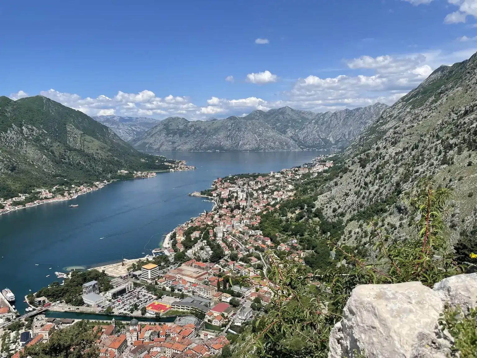 View from the fortress over Kotor and its mountain-framed bay