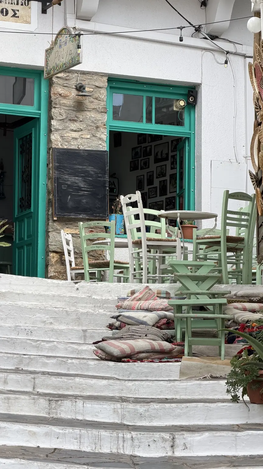 Stone steps between houses in Glossa on Skopelos