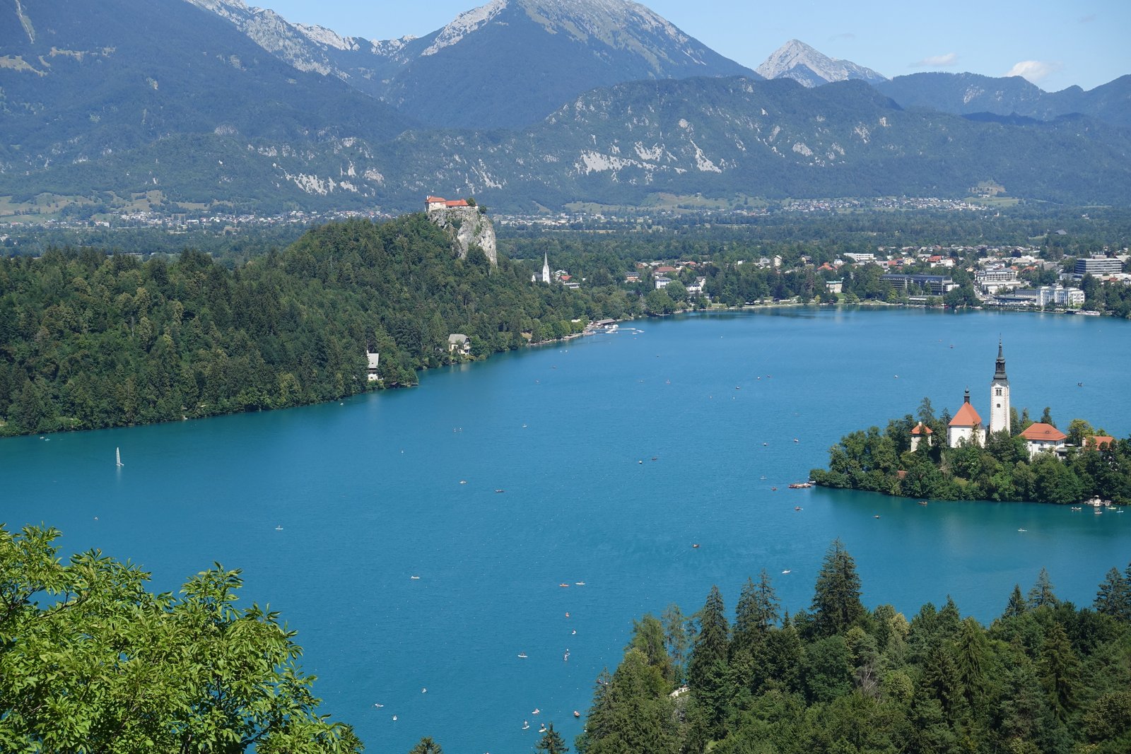 Lake Bled with its island church, castle and mountains